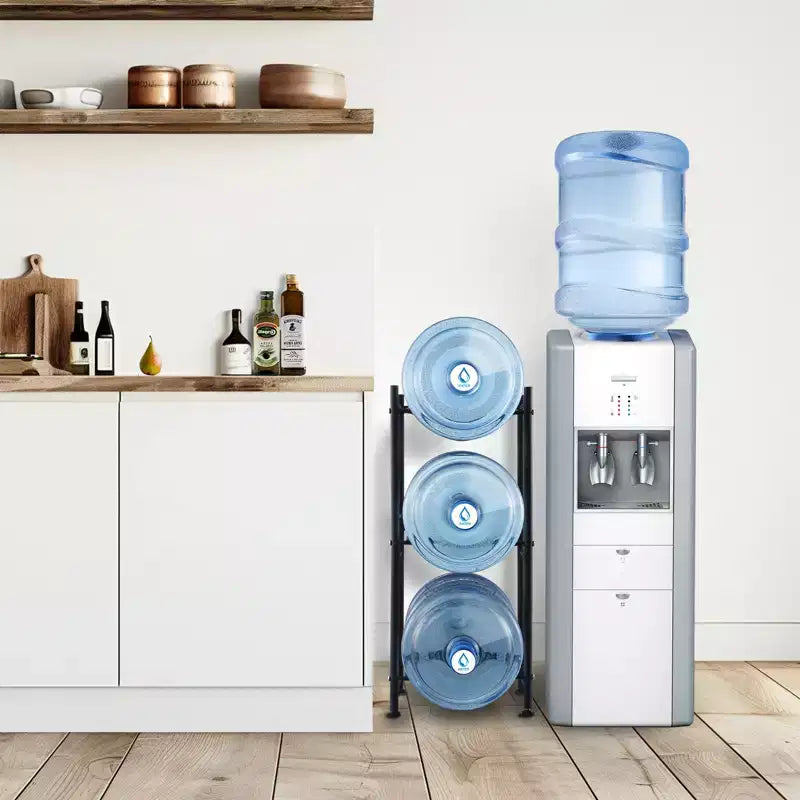Wasserflaschenhalter mit 3 Ebenen, Halter für 5-Gallonen-Wasserflaschen, einreihiger Flaschenständer für 3 Flaschen, robuster Wasserflaschenständer
