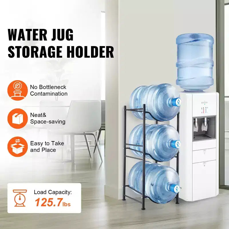 Support à bonbonnes d’eau à 3 niveaux, porte-bouteilles d’eau de 5 gallons, support à une rangée pour 3 bouteilles, robuste