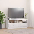 TV-Schrank - TV-Ständer aus massivem Kiefernholz mit Schubladen - Weiß, skandinavischer Stil, viel Stauraum, 39.4x13.8x16.1