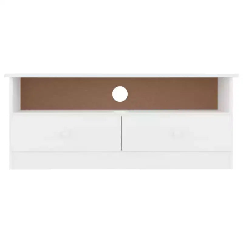 TV-Schrank - TV-Ständer aus massivem Kiefernholz mit Schubladen - Weiß, skandinavischer Stil, viel Stauraum, 39.4x13.8x16.1