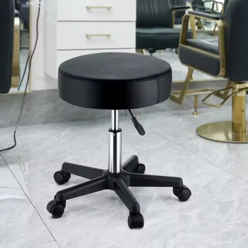 Tabourets roulants avec roulettes, capacité de charge de 400 LBS, hauteur réglable, coussin d’assise extra-épais, tabourets pivotants, noirs