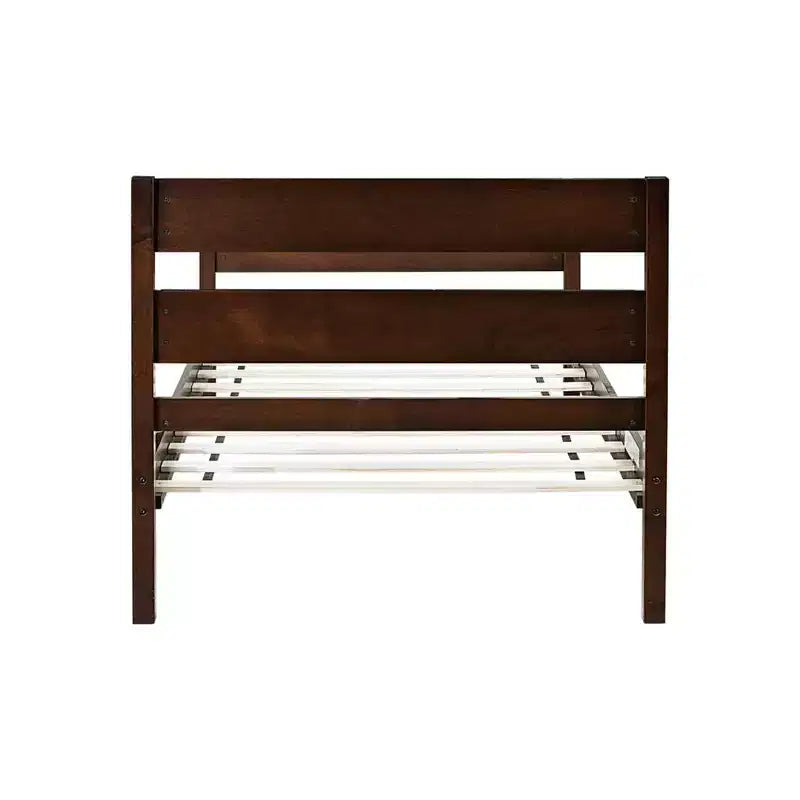 Cama con almacenamiento tamaño Twin y cabecero - Estructura de madera maciza de caucho, diseño que ahorra espacio y almacenamiento bajo la cama