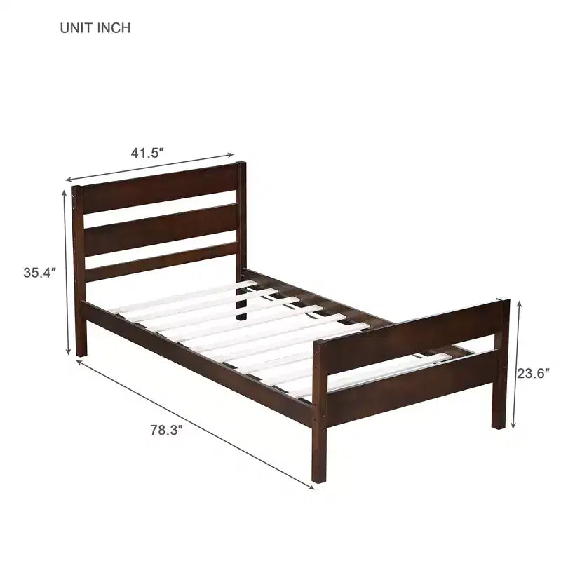 Cama con almacenamiento tamaño Twin y cabecero - Estructura de madera maciza de caucho, diseño que ahorra espacio y almacenamiento bajo la cama