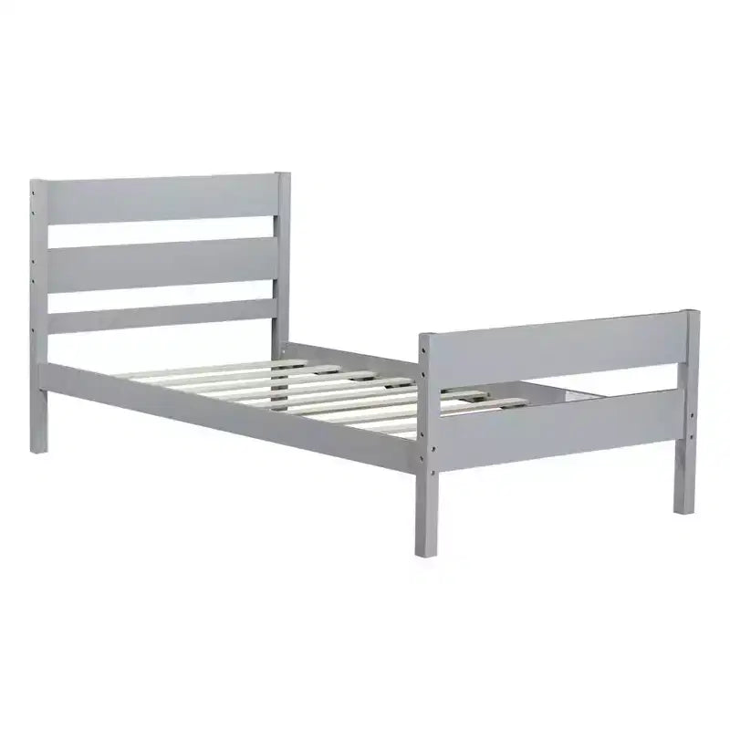 Cama con almacenamiento tamaño Twin y cabecero - Estructura de madera maciza de caucho, diseño que ahorra espacio y almacenamiento bajo la cama