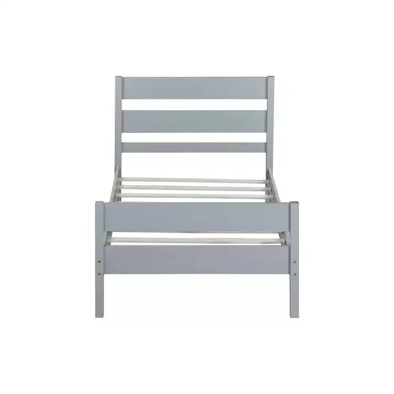 Cama con almacenamiento tamaño Twin y cabecero - Estructura de madera maciza de caucho, diseño que ahorra espacio y almacenamiento bajo la cama