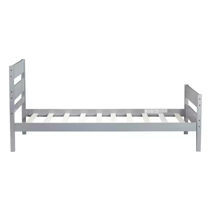 Cama con almacenamiento tamaño Twin y cabecero - Estructura de madera maciza de caucho, diseño que ahorra espacio y almacenamiento bajo la cama