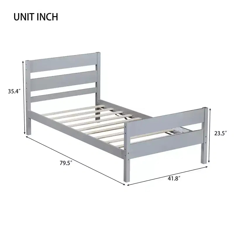 Cama con almacenamiento tamaño Twin y cabecero - Estructura de madera maciza de caucho, diseño que ahorra espacio y almacenamiento bajo la cama