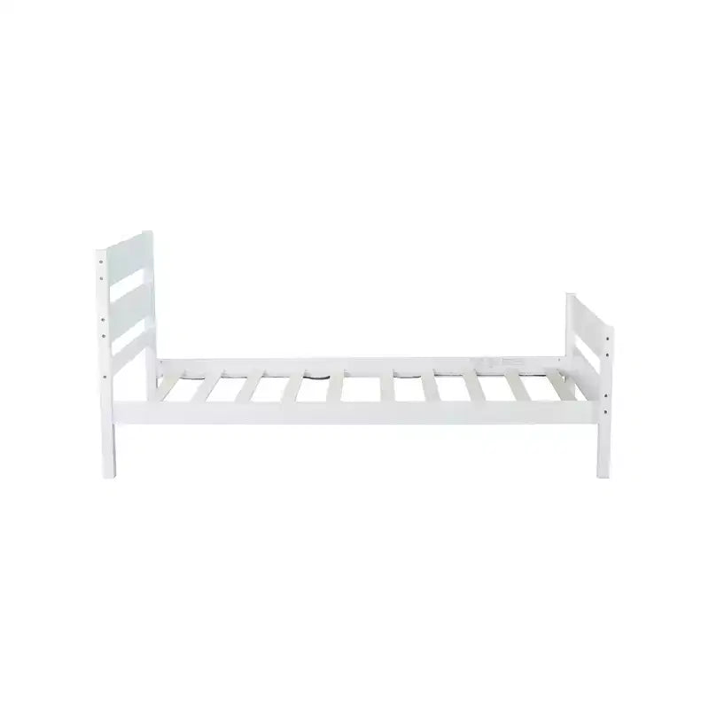 Cama con almacenamiento tamaño Twin y cabecero - Estructura de madera maciza de caucho, diseño que ahorra espacio y almacenamiento bajo la cama