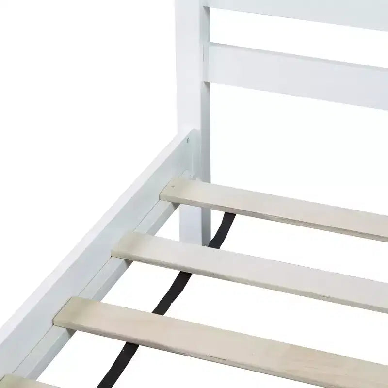 Cama con almacenamiento tamaño Twin y cabecero - Estructura de madera maciza de caucho, diseño que ahorra espacio y almacenamiento bajo la cama
