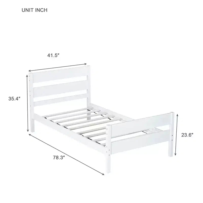 Cama con almacenamiento tamaño Twin y cabecero - Estructura de madera maciza de caucho, diseño que ahorra espacio y almacenamiento bajo la cama