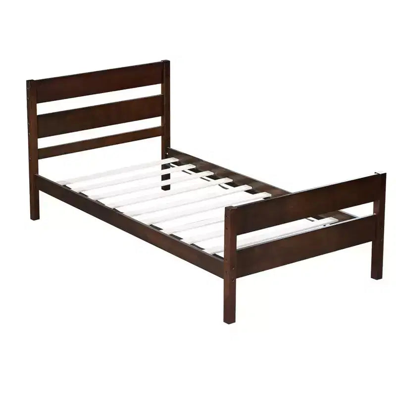 Cama con almacenamiento tamaño Twin y cabecero - Estructura de madera maciza de caucho, diseño que ahorra espacio y almacenamiento bajo la cama