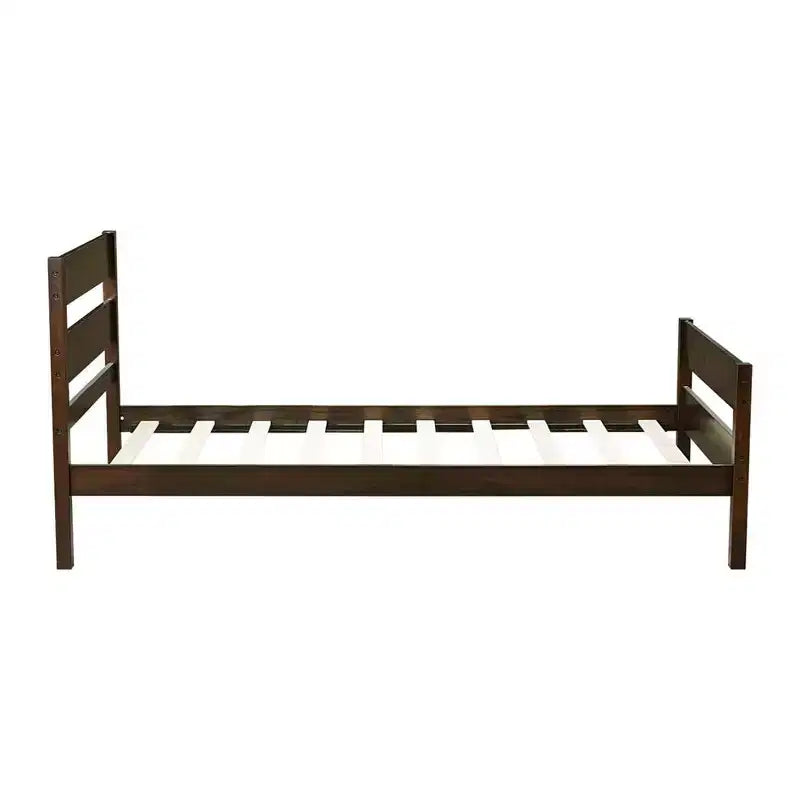 Cama con almacenamiento tamaño Twin y cabecero - Estructura de madera maciza de caucho, diseño que ahorra espacio y almacenamiento bajo la cama