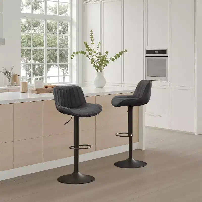 2er-Set Barhocker aus Kunstleder, drehbar und höhenverstellbar