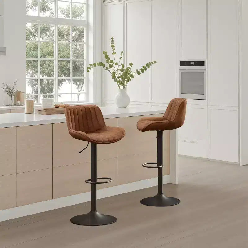 2er-Set Barhocker aus Kunstleder, drehbar und höhenverstellbar