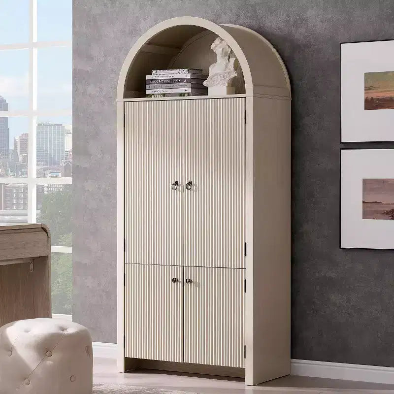 Garde-manger de cuisine haut de 71 à sommet arqué, armoire de rangement moderne avec 3 étagères réglables et 6 étagères de porte, pour la cuisine ou le salon