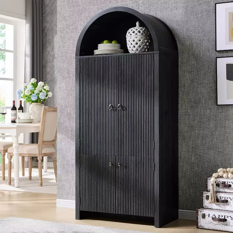 Garde-manger de cuisine haut de 71 à sommet arqué, armoire de rangement moderne avec 3 étagères réglables et 6 étagères de porte, pour la cuisine ou le salon