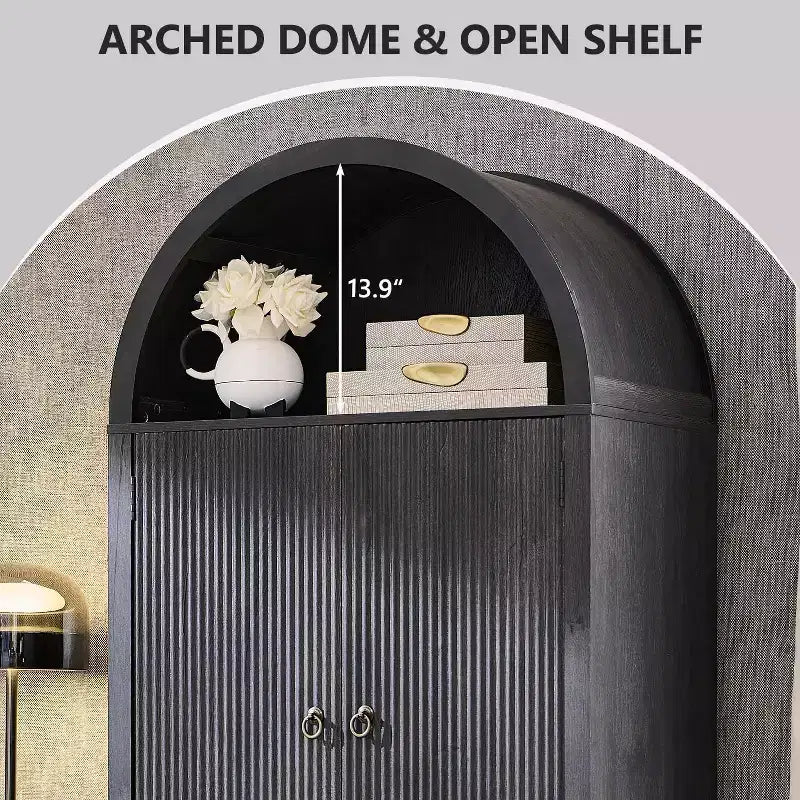 Garde-manger de cuisine haut de 71 à sommet arqué, armoire de rangement moderne avec 3 étagères réglables et 6 étagères de porte, pour la cuisine ou le salon