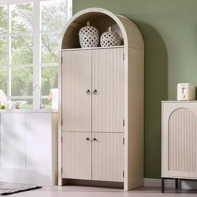 Garde-manger de cuisine haut de 71 à sommet arqué, armoire de rangement moderne avec 3 étagères réglables et 6 étagères de porte, pour la cuisine ou le salon