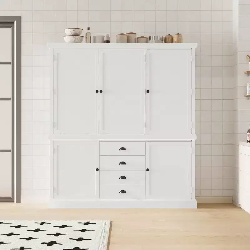 Garde-manger de cuisine autoportant en bois de 73'', avec tiroirs et étagères réglables pour le rangement et l’organisation dans la salle à manger ou la cuisine