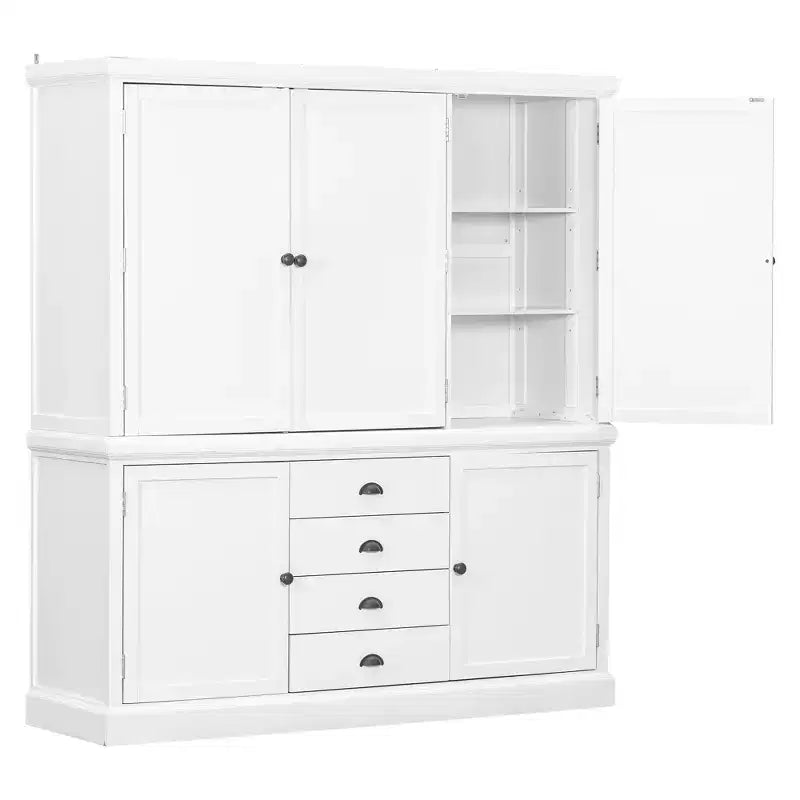Garde-manger de cuisine autoportant en bois de 73'', avec tiroirs et étagères réglables pour le rangement et l’organisation dans la salle à manger ou la cuisine