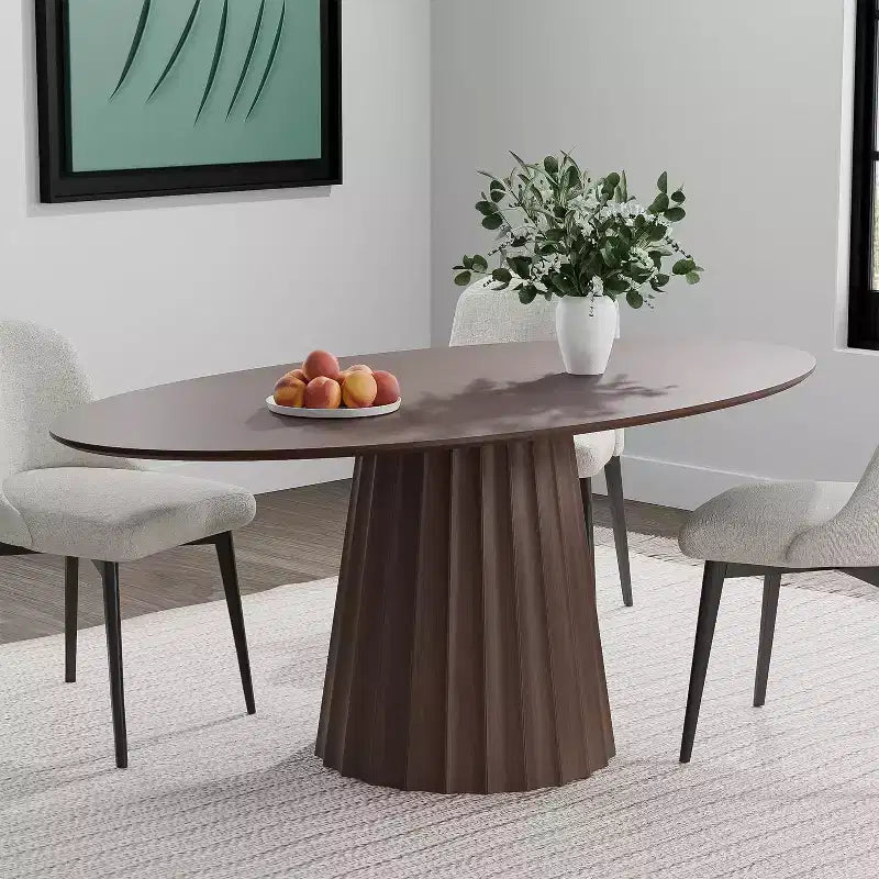 Table à manger ovale de style nordique de 67 pouces en bois massif, grande table ronde moderne et épurée pour la maison ou le restaurant, design de luxe discret