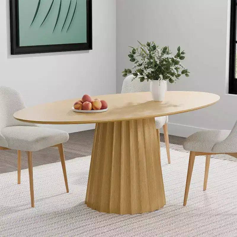 Table à manger ovale de style nordique de 67 pouces en bois massif, grande table ronde moderne et épurée pour la maison ou le restaurant, design de luxe discret