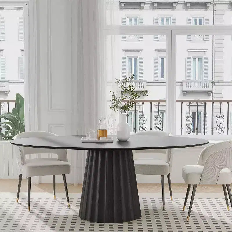 Table à manger ovale de style nordique de 67 pouces en bois massif, grande table ronde moderne et épurée pour la maison ou le restaurant, design de luxe discret