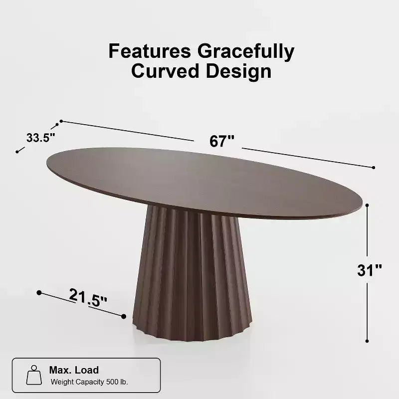 Table à manger ovale de style nordique de 67 pouces en bois massif, grande table ronde moderne et épurée pour la maison ou le restaurant, design de luxe discret