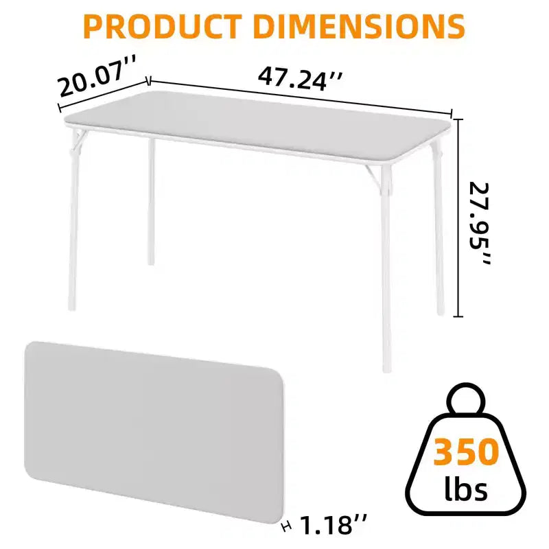 Table pliante portable de 4 pi avec surface en similicuir PU, cadre métallique et support robuste, légère et compacte, pour la salle à manger, le bureau ou l’extérieur