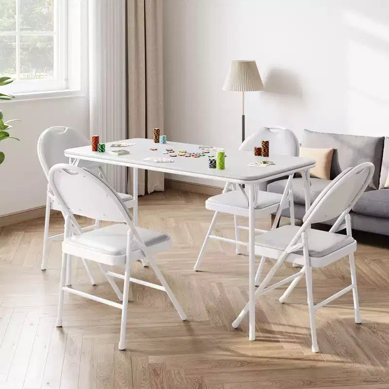 Table pliante portable de 4 pi avec surface en similicuir PU, cadre métallique et support robuste, légère et compacte, pour la salle à manger, le bureau ou l’extérieur