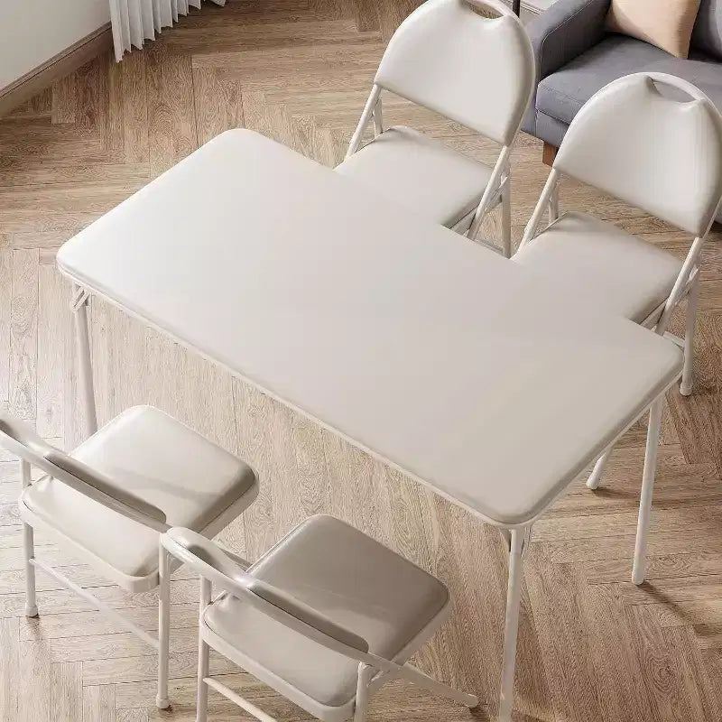 4ft tragbarer Klapptisch mit PU-Lederoberfläche, Metallgestell und stabiler Stütze, leicht und kompakt für Esszimmer, Büro und Außenbereich
