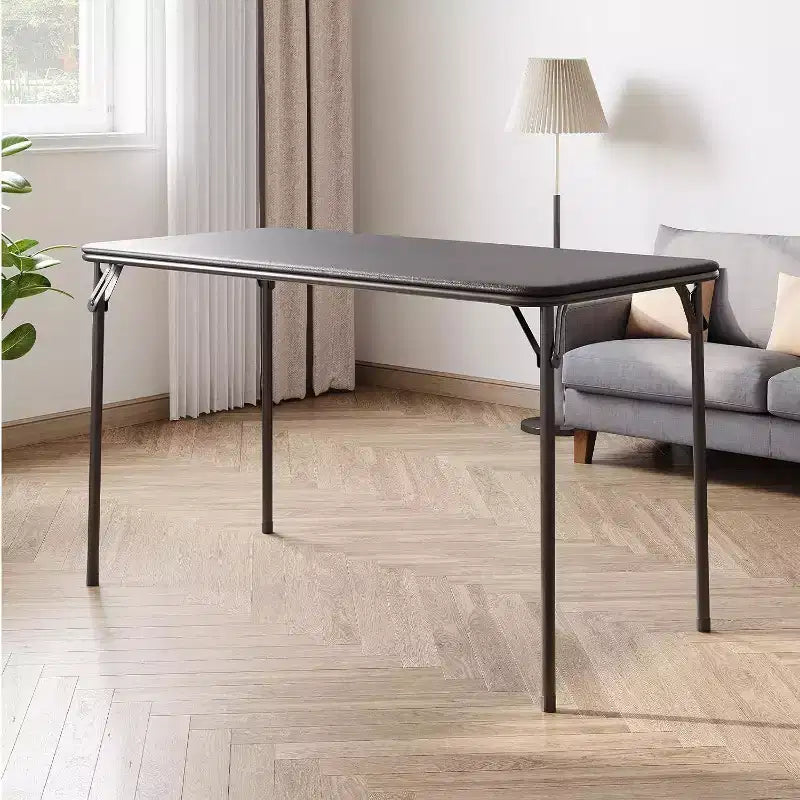 4ft tragbarer Klapptisch mit PU-Lederoberfläche, Metallgestell und stabiler Stütze, leicht und kompakt für Esszimmer, Büro und Außenbereich