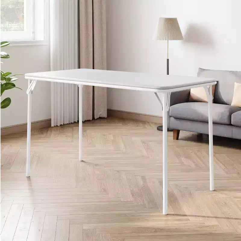 4ft tragbarer Klapptisch mit PU-Lederoberfläche, Metallgestell und stabiler Stütze, leicht und kompakt für Esszimmer, Büro und Außenbereich