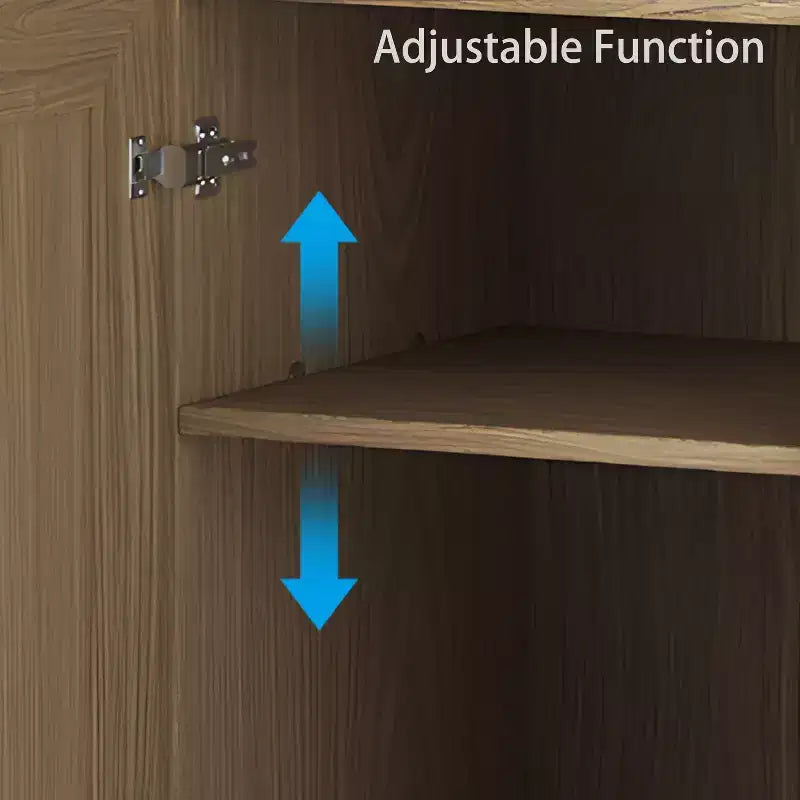 Buffetschrank in Holzoptik, 36x31x16, Aufbewahrungsschrank mit verstellbaren Einlegeböden und Rattantüren für Küche, Schlafzimmer, Wohnzimmer/Esszimmer