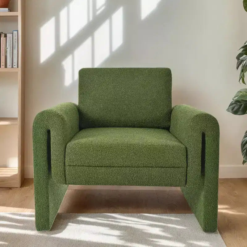 Akzentstühle fürs Schlafzimmer, moderner Bouclé-Sessel mit stabilem Halt und luxuriösem Komfort, Grün