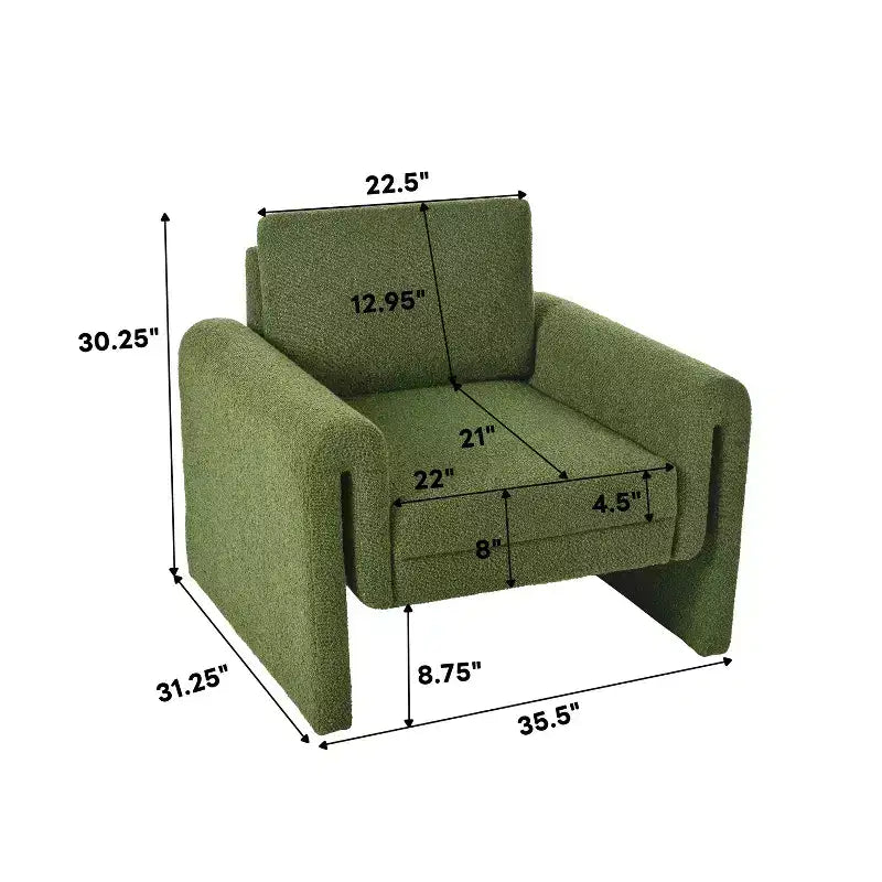 Akzentstühle fürs Schlafzimmer, moderner Bouclé-Sessel mit stabilem Halt und luxuriösem Komfort, Grün