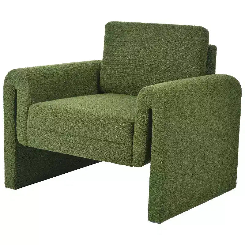 Sillones decorativos para dormitorio, sillón decorativo moderno tapizado en bouclé, soporte resistente y comodidad lujosa, verde