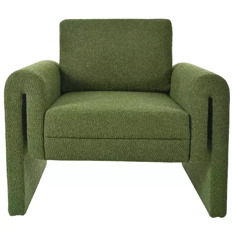 Akzentstühle fürs Schlafzimmer, moderner Bouclé-Sessel mit stabilem Halt und luxuriösem Komfort, Grün