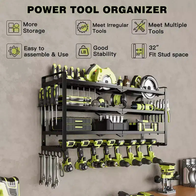 Organizador de herramientas eléctricas de 4 niveles con soporte para 8 taladros, regalo de estante de almacenamiento para herramientas