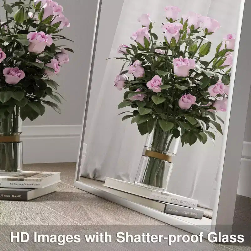 Miroir rectangulaire pleine longueur de 59*35, miroir pleine hauteur avec cadre en alliage d’aluminium argenté, miroir de coiffeuse pour la salle de bains, la chambre, l’entrée et le salon/dressing
