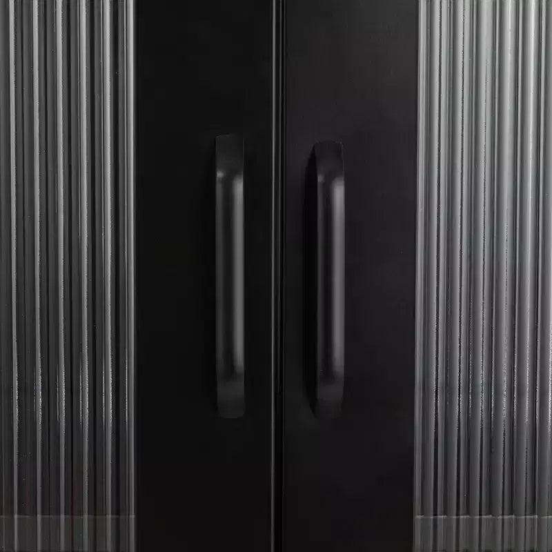 Hohe Vitrine aus Metall, schwarz