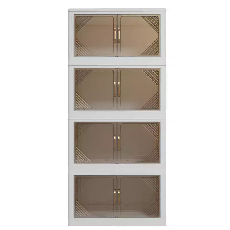 Boîte de rangement pliable de 383 QT avec porte transparente de 25.6 In.W, organisateur spacieux à 4 niveaux, accès facile et conception pliable peu encombrante