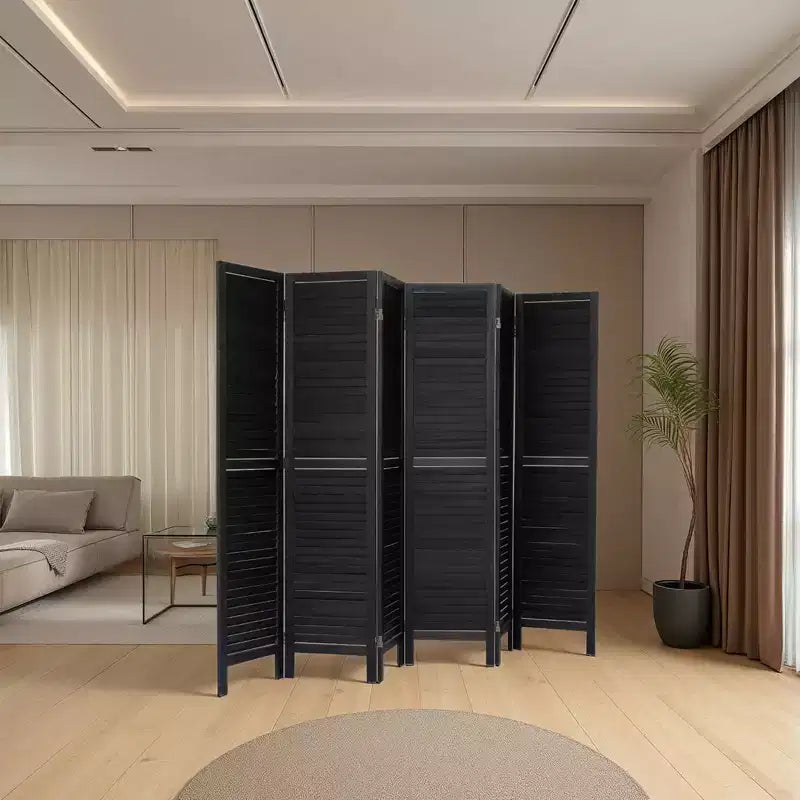 Biombo de madera, 5.6Ft, separador plegable con lamas, independiente y privado