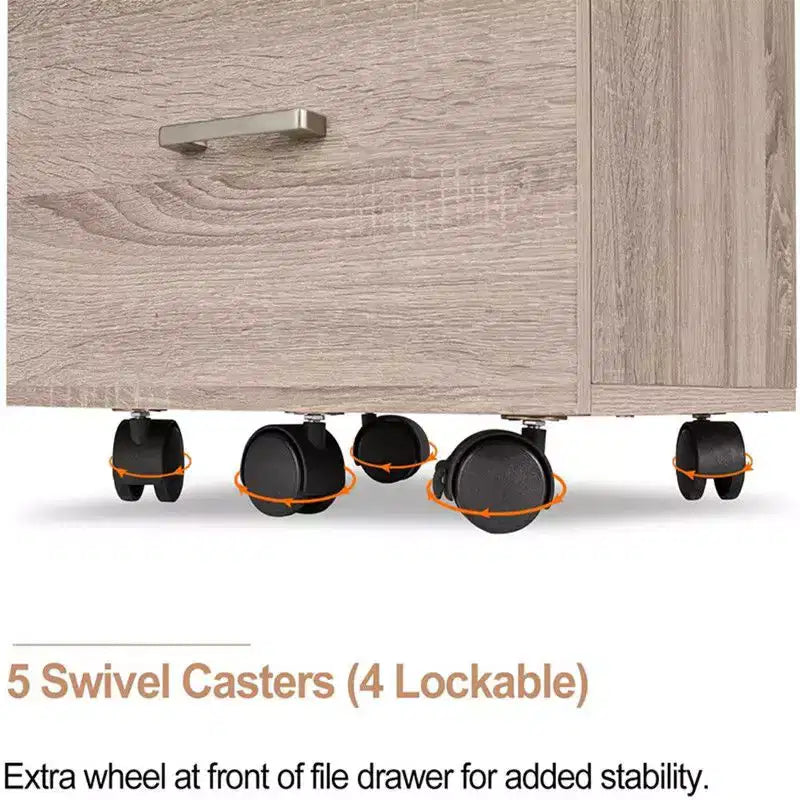 Beiger Aktenschrank aus MDF mit 3 Schubladen, 19.69in. W