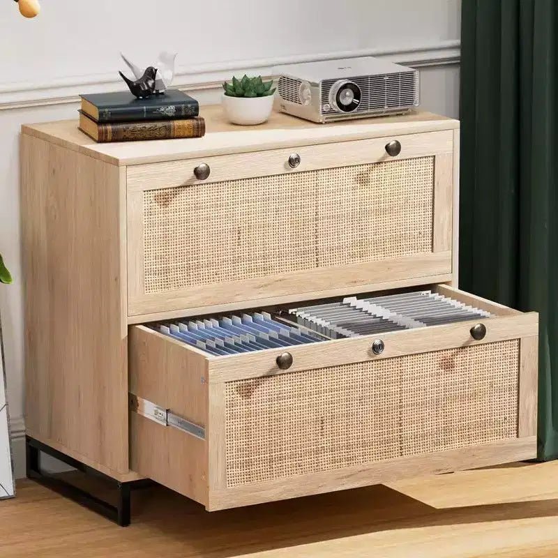 Beige Aktenkommode aus MDF mit 2 Schubladen, 29.53in. W