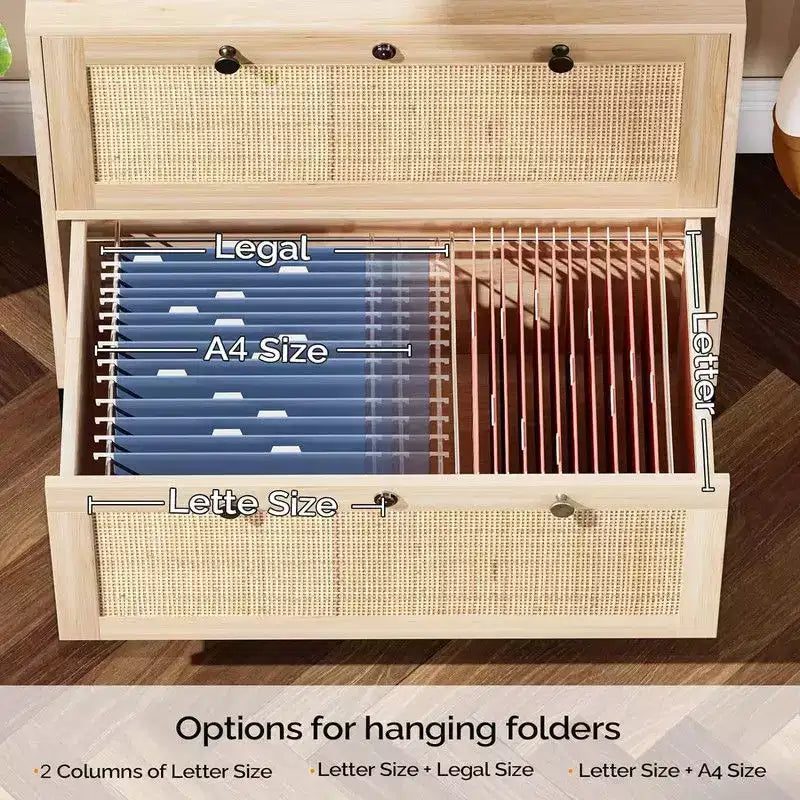 Beige Aktenkommode aus MDF mit 2 Schubladen, 29.53in. W