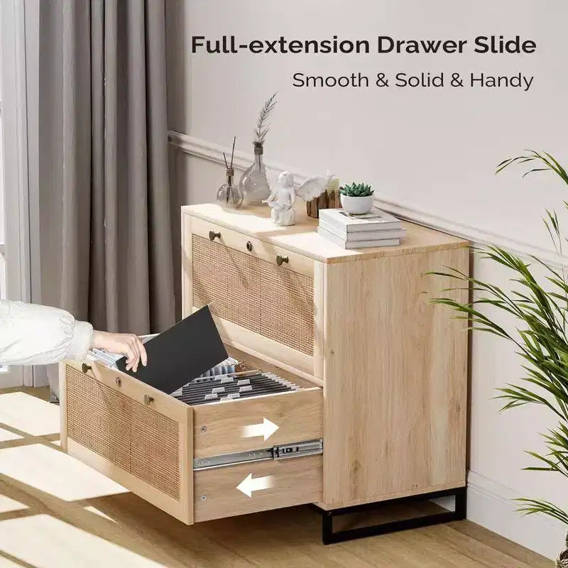 Beige Aktenkommode aus MDF mit 2 Schubladen, 29.53in. W