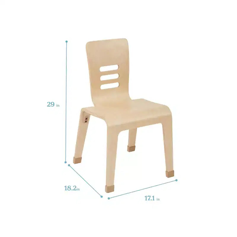 Chaise empilable en bois courbé, hauteur d’assise de 16 in, mobilier Montessori, lot de 2