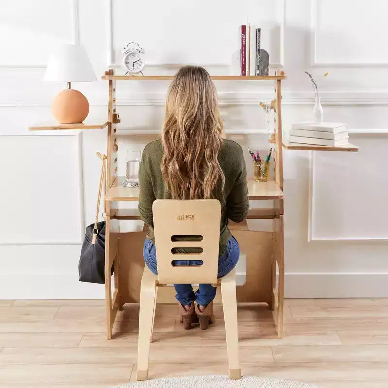 Chaise empilable en bois courbé, hauteur d’assise de 16 in, mobilier Montessori, lot de 2