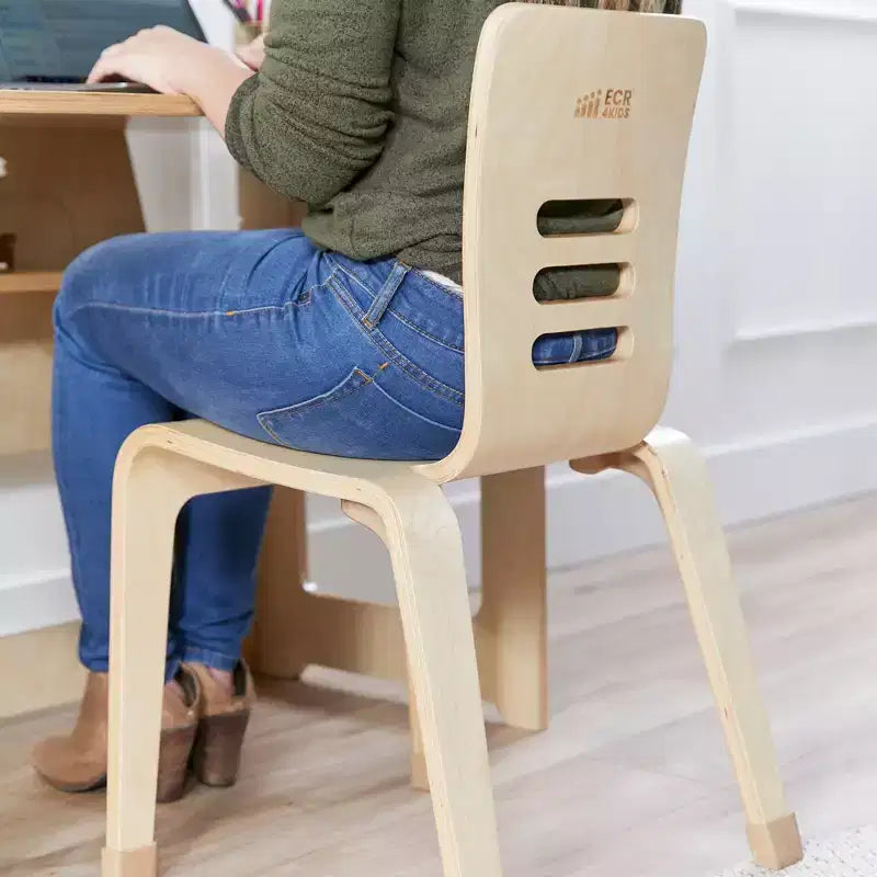 Chaise empilable en bois courbé, hauteur d’assise de 16 in, mobilier Montessori, lot de 2
